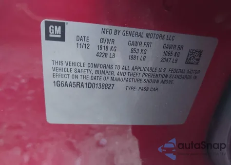 2013 Cadillac Ats Standard from USA, damaged, VIN 1G6AA5RA1D0138827